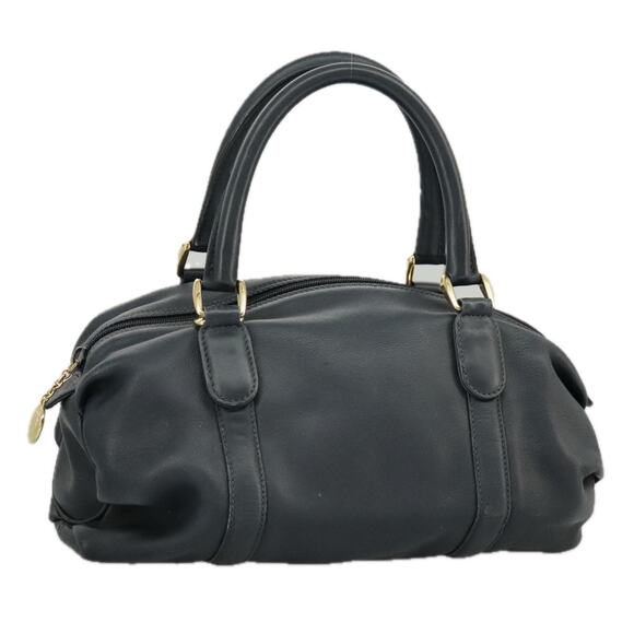 GUCCI Mini Boston Bag Leather Navy Gold - Picture 1 of 16